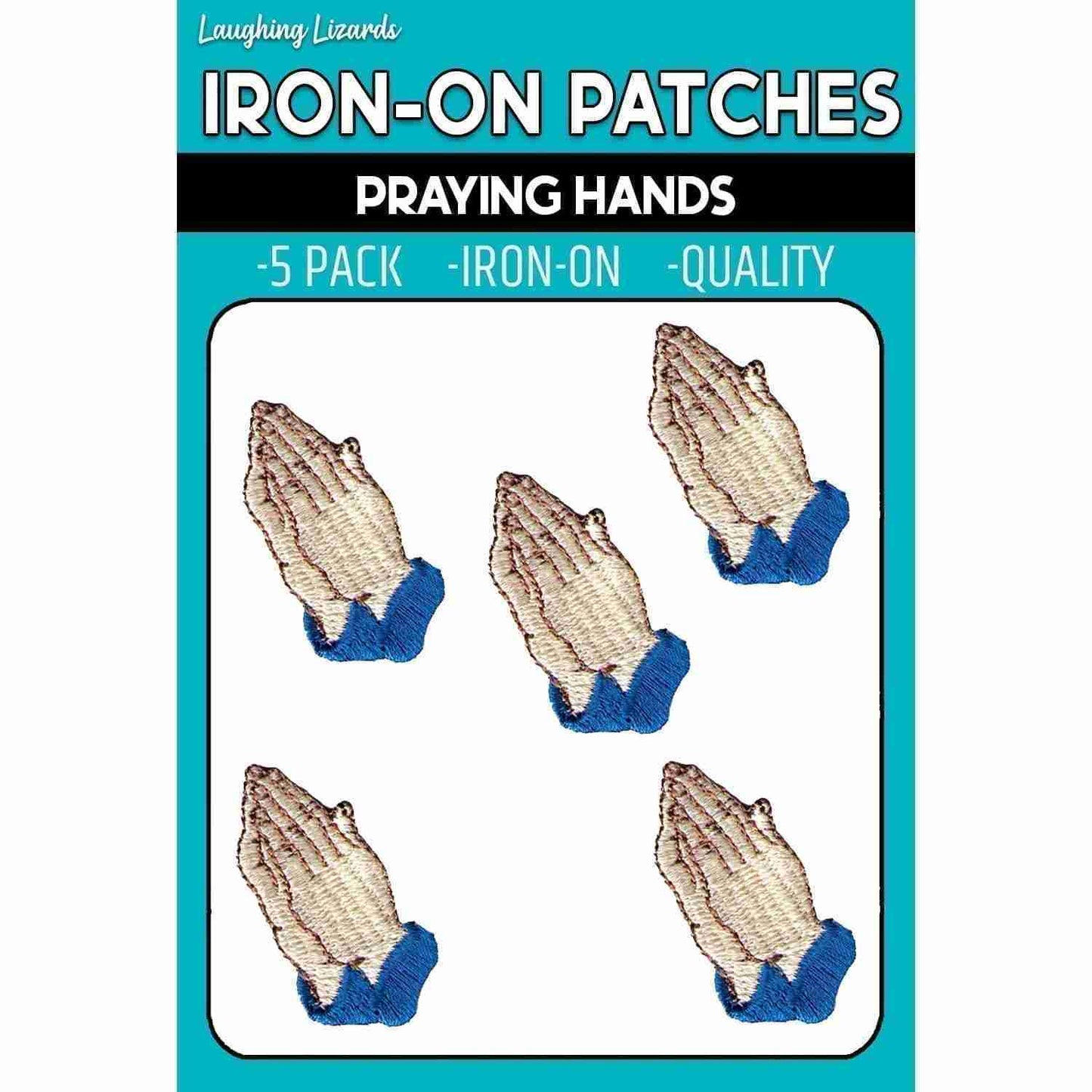 Praying Hands Iron On Religious Patch (5 Pack) iron on patches.