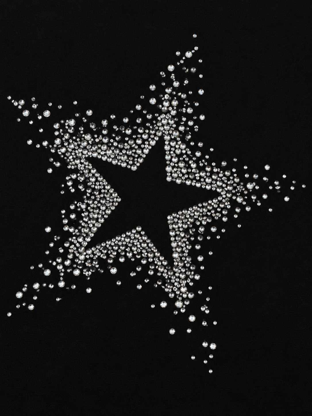 Stars - Large 7.5" Clear Rhinestones Starburst Iron on Applique
