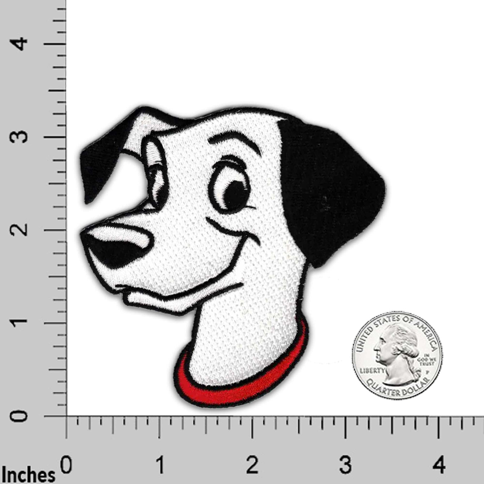 A red 57 Chevy (2-Pack) iron on patch embroidered on a ruler.