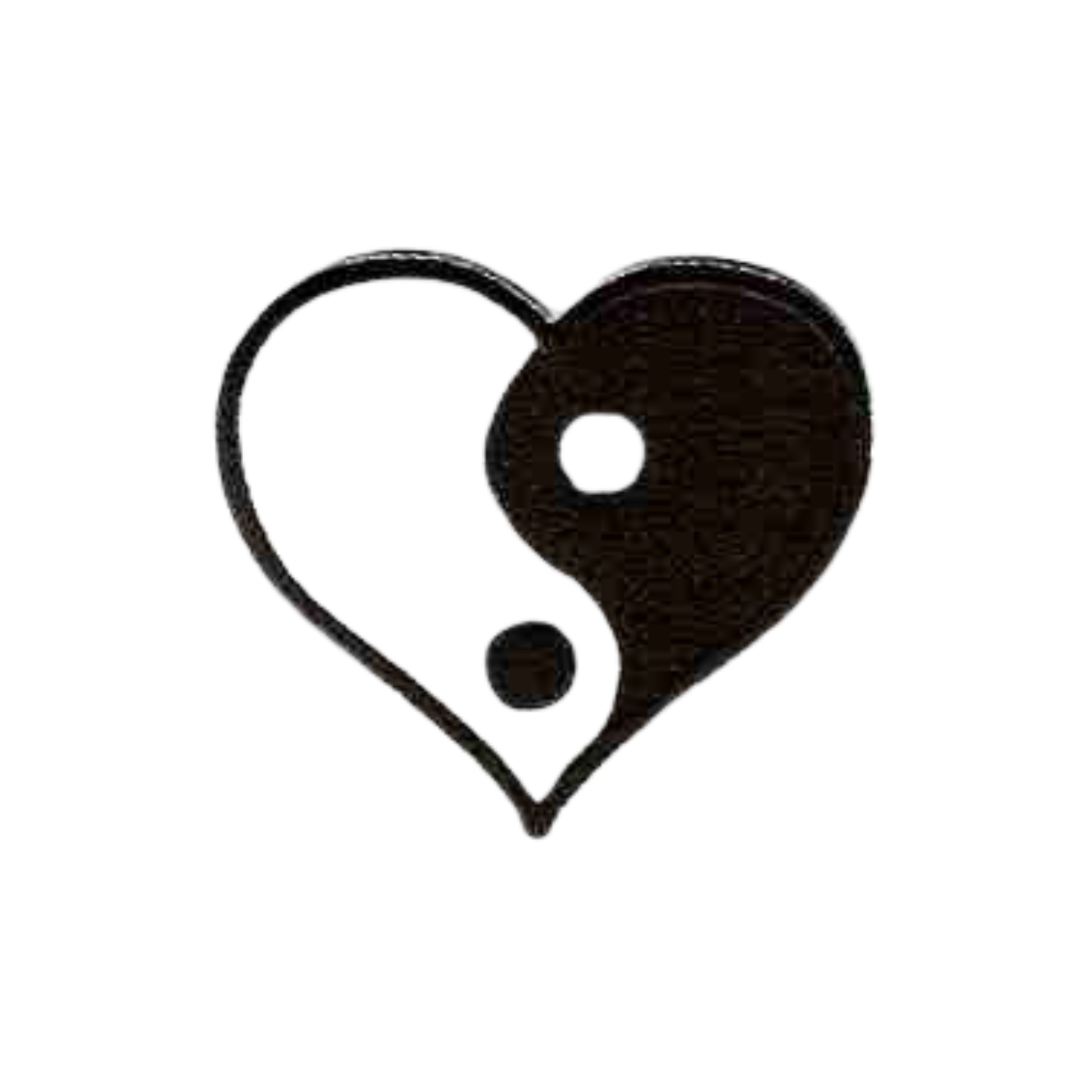 Add balance to your style with the LaughingLizards Yin Yang Heart (2-Pack) Iron On Patch—features a heart-shaped yin-yang design in black and white, perfect for jackets or bags.