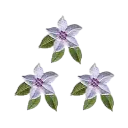 Add a touch of style with the Laughing Lizards Single Purple Flower (3-Pack) Iron On Patch, featuring three purple flowers with green leaves—perfect for DIY crafts or decorating your favorite jacket.