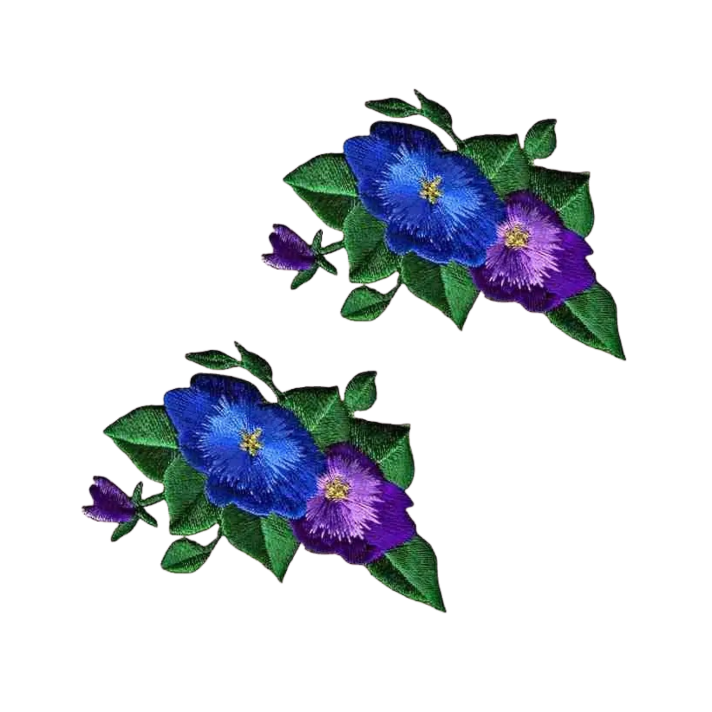Blue & Purple Pansies (2-Pack) Iron On Floral Patch