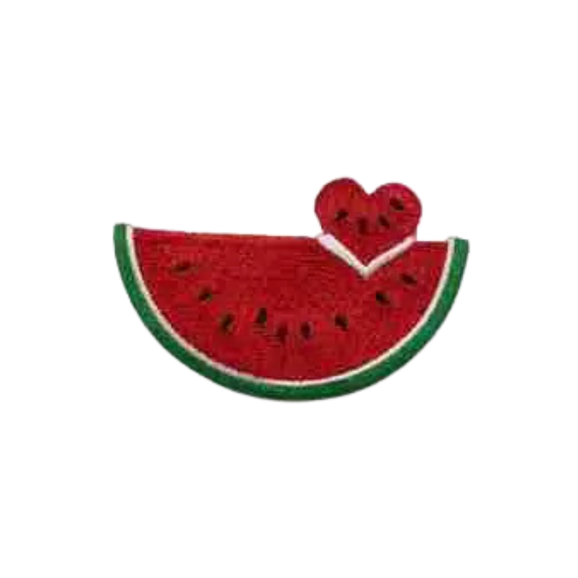 Add a fun touch to your DIY projects with the LaughingLizards Large Watermelon Fruit with Heart Cutout (2-Pack) Iron On Patch, featuring an embroidered watermelon slice with a heart cutout.