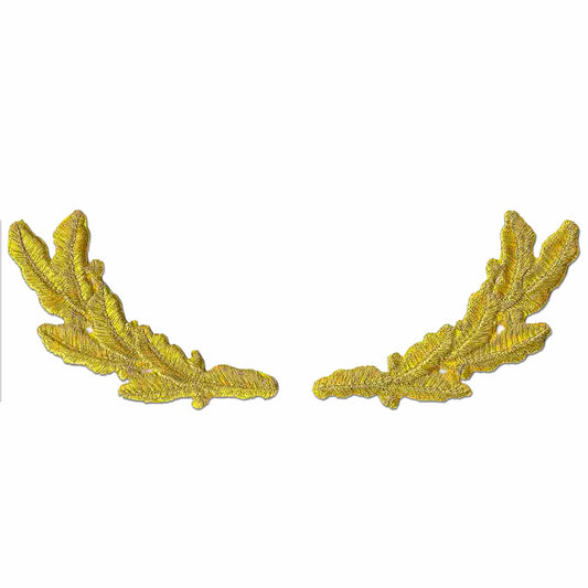 A pair of Military Scrambled Eggs - Metallic Gold - Iron On Patch on a white background.