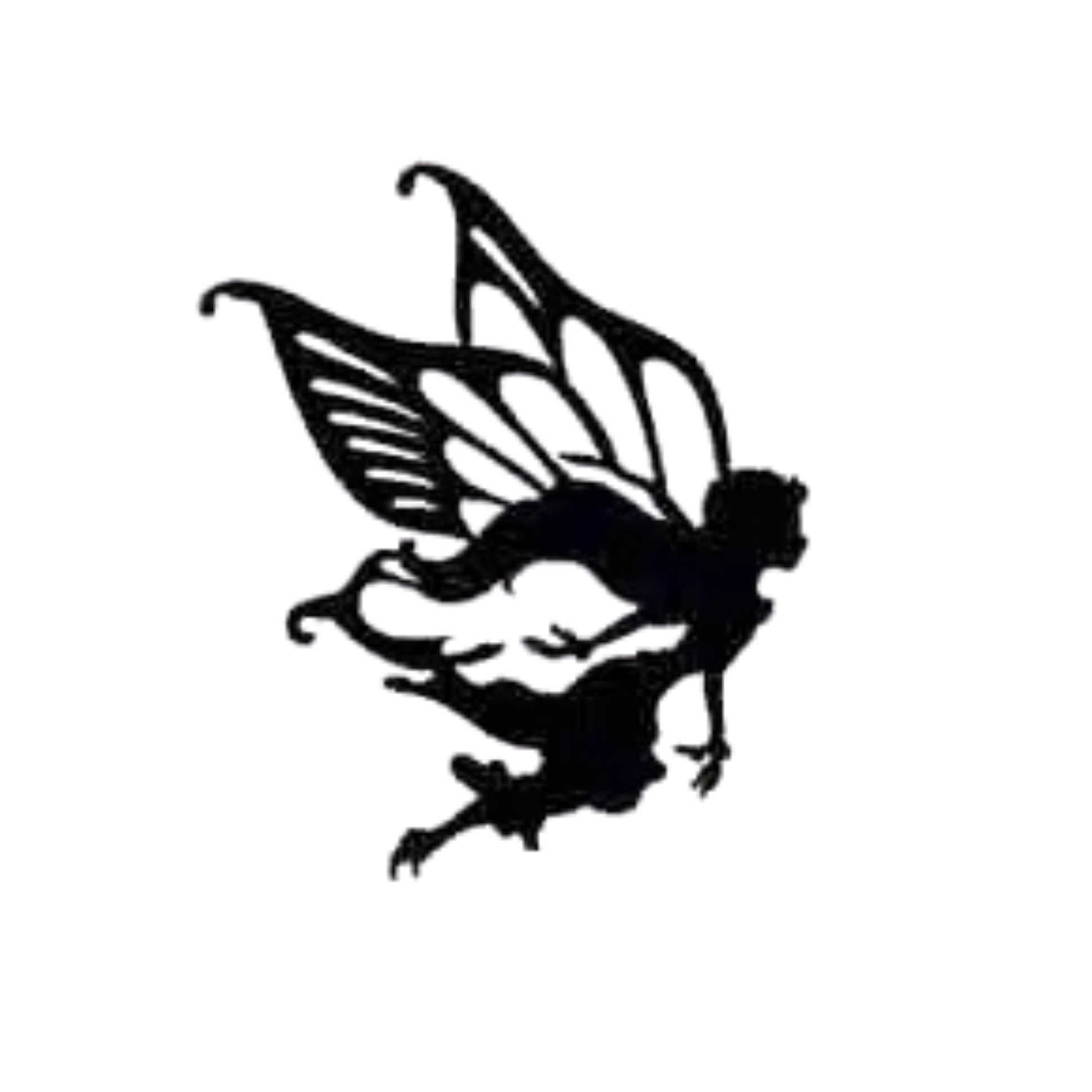 Add magical charm with the Disney Fairy Rani Silhouette Cut Out (2-Pack) Iron On Patch from Laughing Lizards—featuring a detailed fairy flying right, perfect for DIY crafts or as a stylish patch accessory.