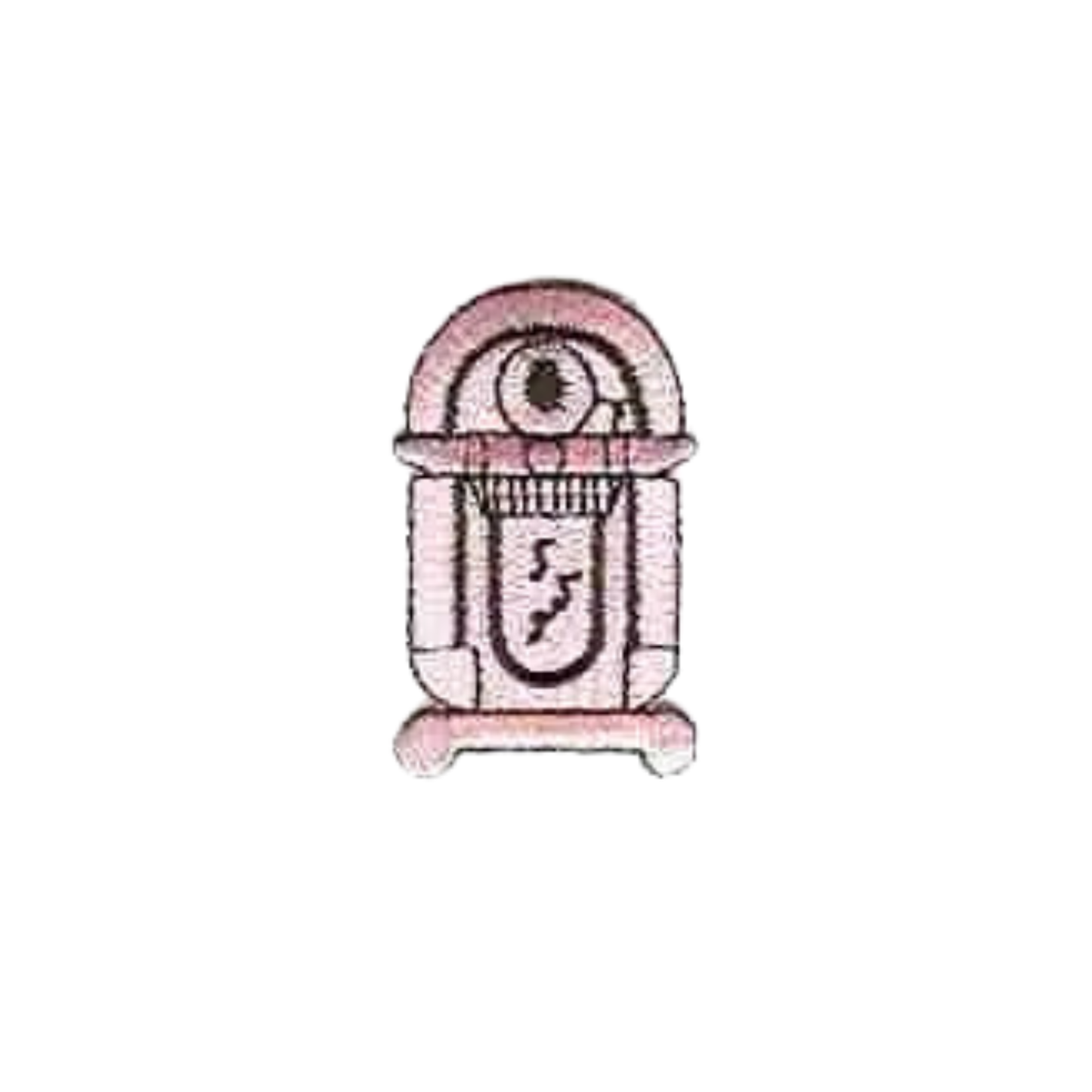 Add retro flair to your collection with LaughingLizards’ Jukebox (3Pack) Iron on Patch in pink—features embroidered pink and white details, a stylized eye at the top, and a musical note in the center.