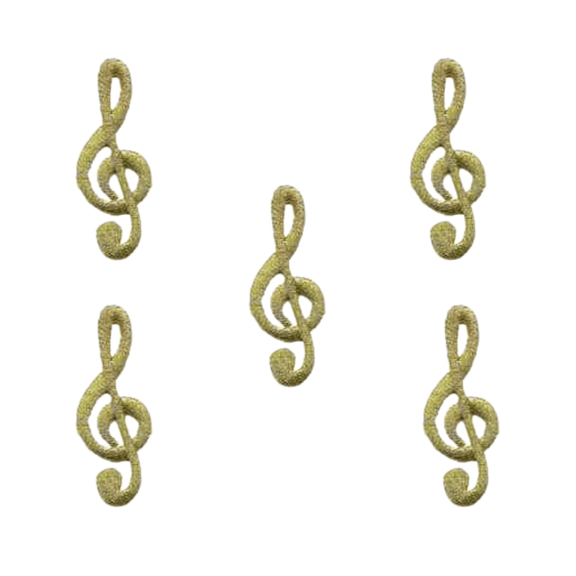Metallic Gold Treble Clef Iron On Patch: Medium