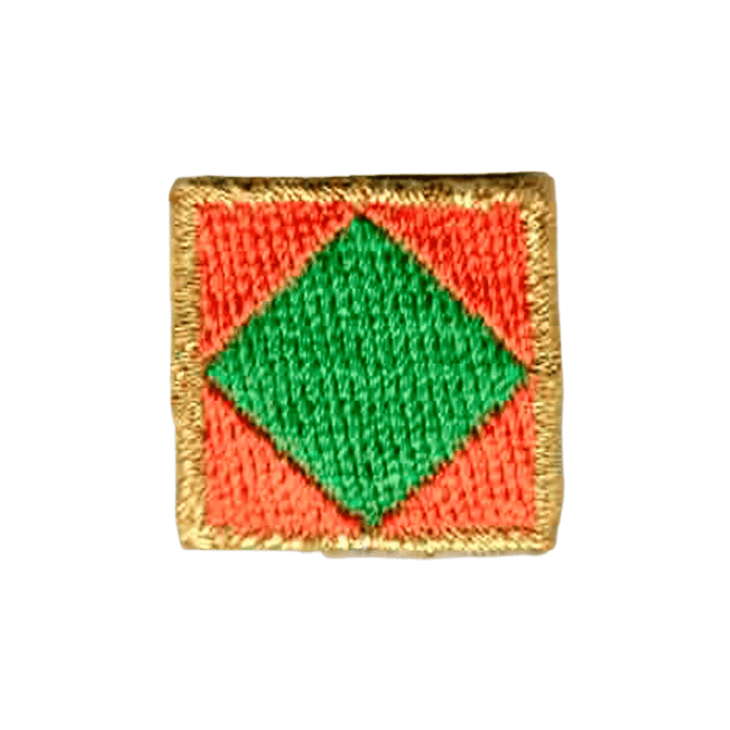 The Laughing Lizards Nautical Flag Orange with Green Diamond Embroidered Iron On Patch (5-Pack) is perfect for use as a marine flag decoration or boating patch.