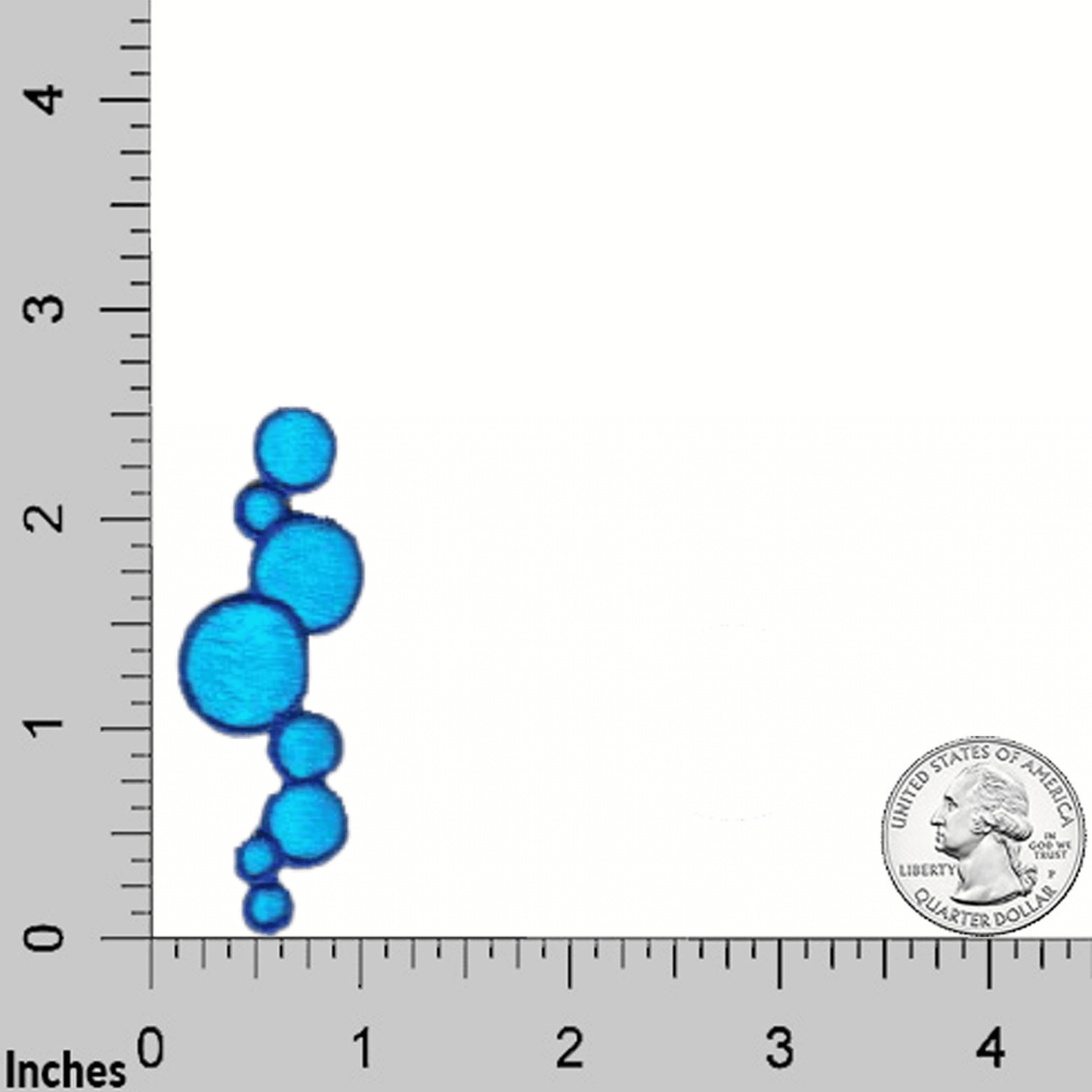 A ruler with Water Bubbles Patches (5-Pack) Water Embroidered Iron On Patch Appliques on it.