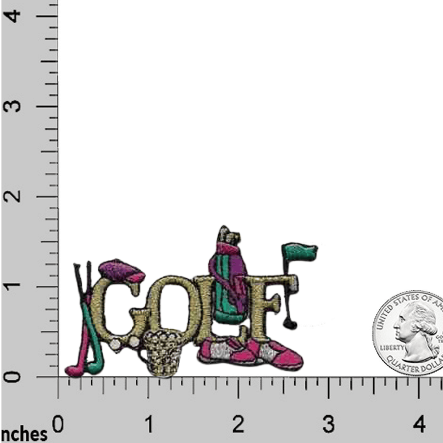 (2-pack) Small "GOLF" with Purple Accessories Iron On Patch: Purple