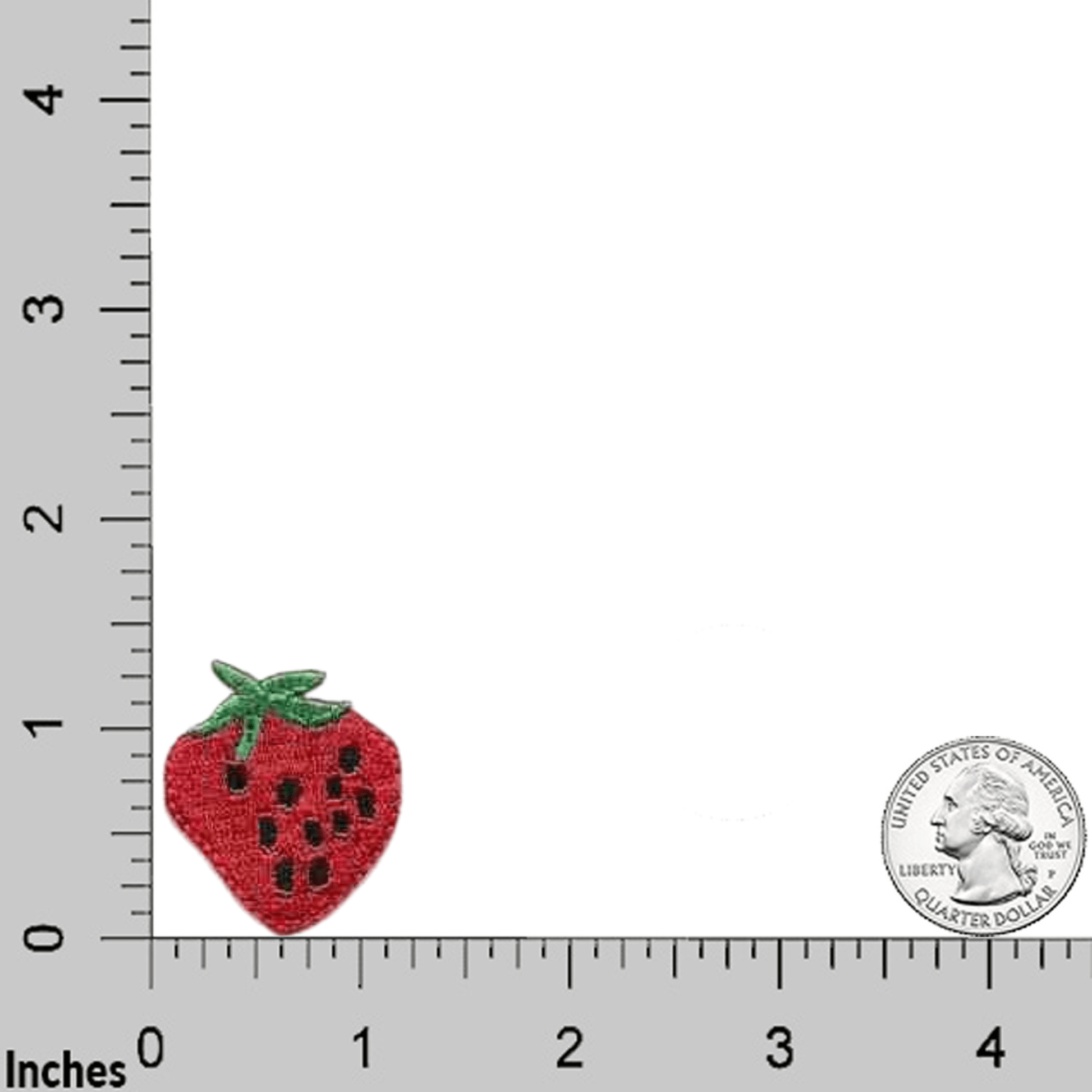 A Laughing Lizards Diamond Card (3-Pack) Iron On Patch is shown beside a U.S. quarter and a ruler in inches—ideal as a DIY craft patch for your next project.