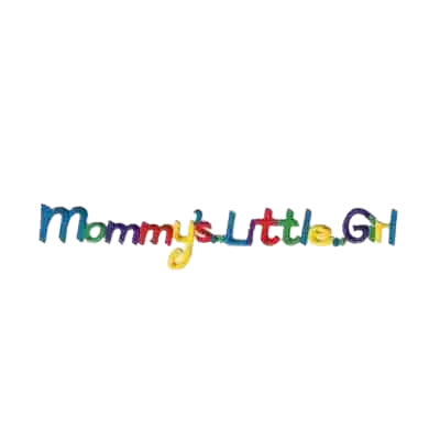 Bright, childlike text on white spells "Mommy's Little Girl" in a playful embroidered applique, perfect as an iron on patch from Laughing Lizards’ 2-pack set for children.