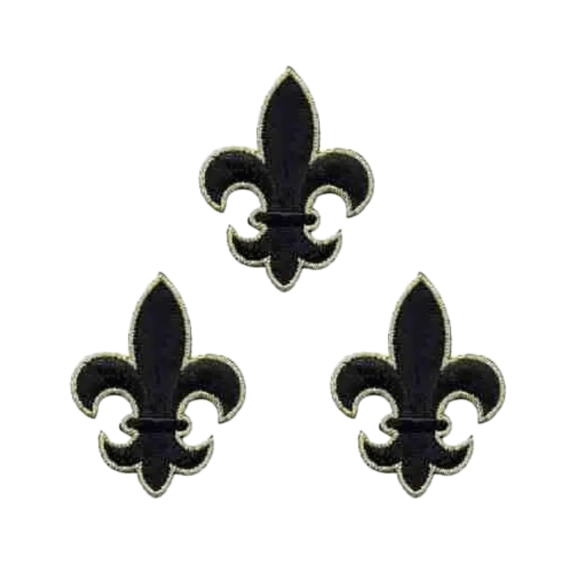 Add timeless style to your outfits with Laughing Lizards’ Fleur De Lis Iron on Patch Applique in Black and Gold (3-Pack, 2.5"H)—perfect for clothing or accessories.