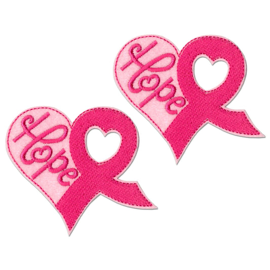 Hope Breast Cancer (2-Pack) Embroidered Iron on Patch Applique