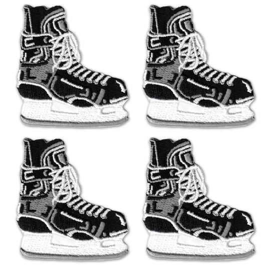 Four Ice Hockey Skate (4-Pack) Iron On Patch Applique on a white background.