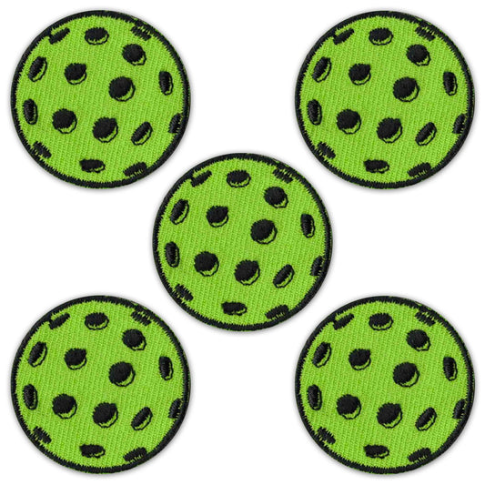 Pickleball Balls (5-Pack) Embroidered Iron on Patch