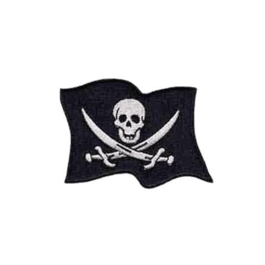 The Laughing Lizards Skull & Swords Pirate Flag Patches (2-Pack) are perfect Halloween embroidered iron-on patches for adding a classic Jolly Roger look to any DIY accessory.