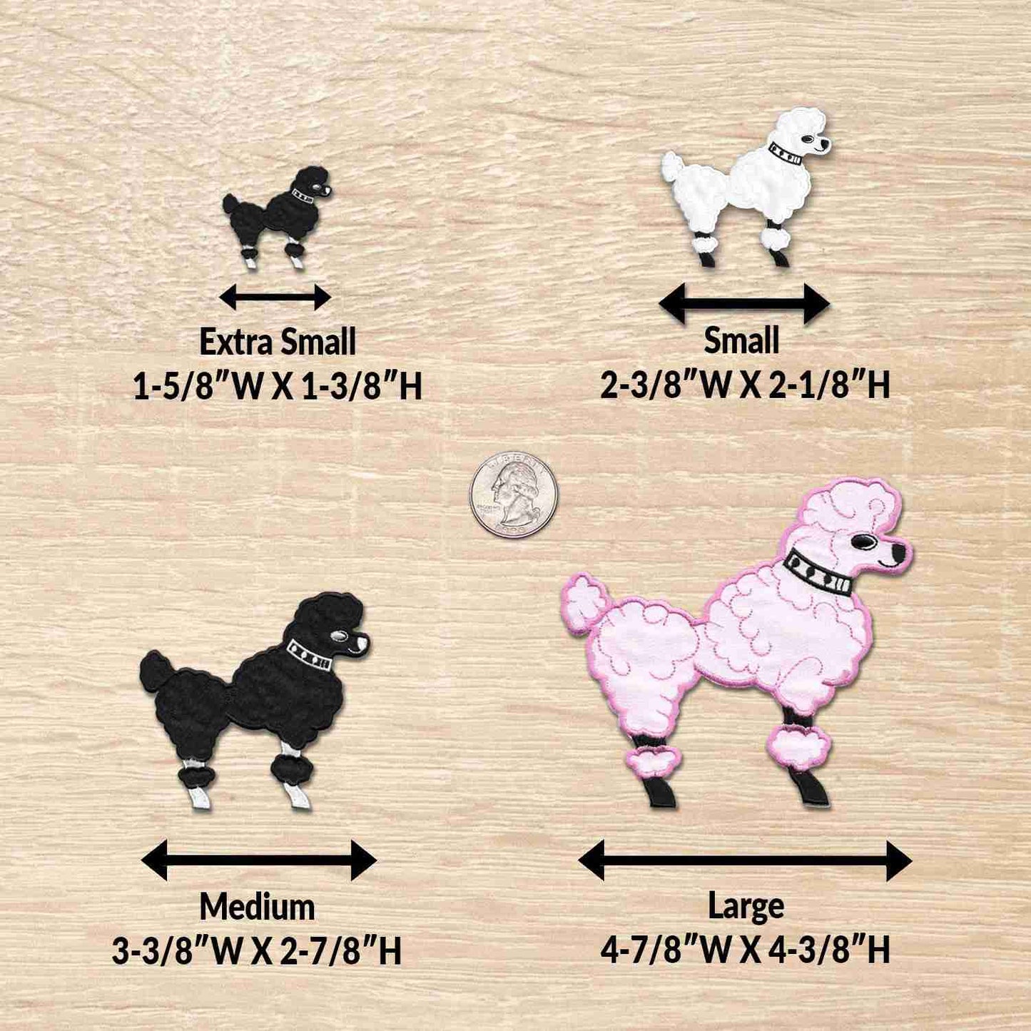 A set of 50's Poodle Embroidered Iron On Patch in different sizes.
