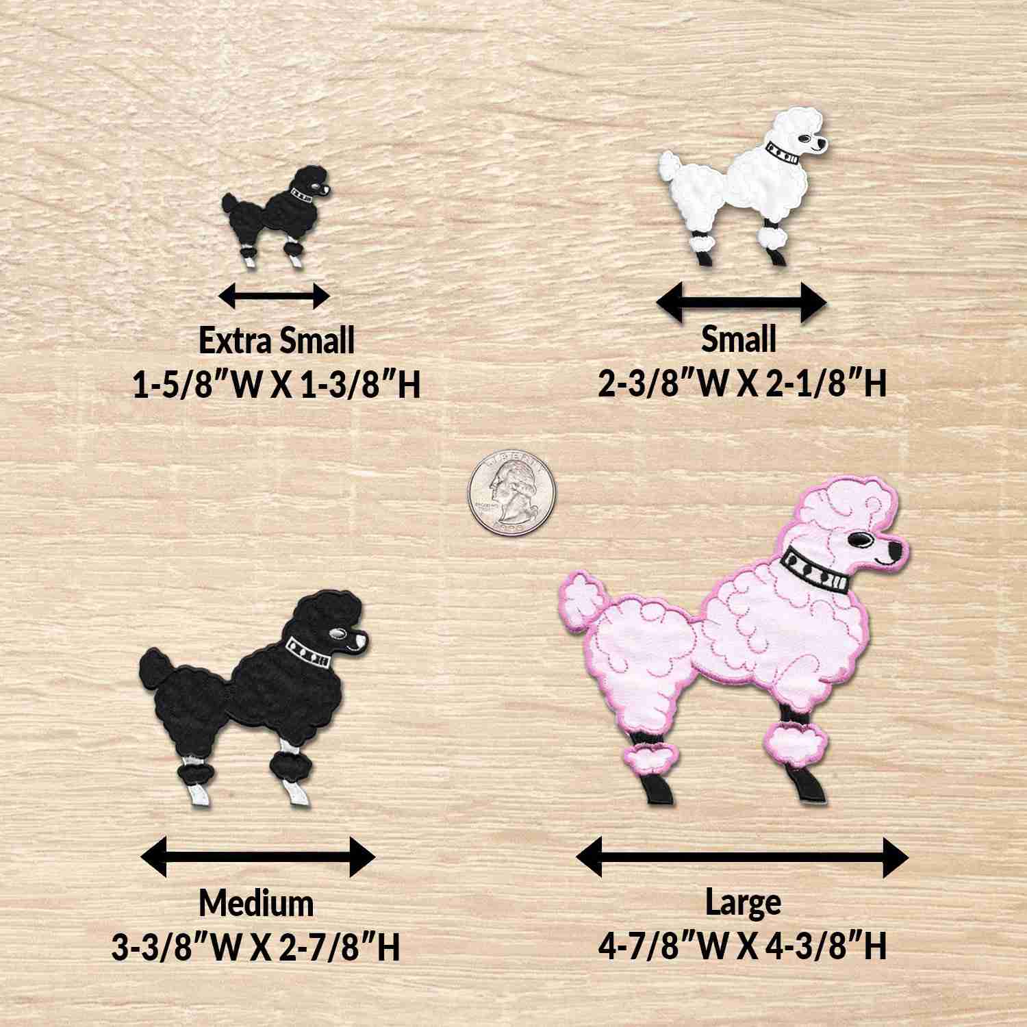 A set of 50's Poodle Embroidered Iron On Patch in different sizes.