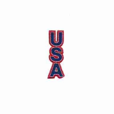 The word USA Vertical (5_Pack) Iron on Patch: Small is shown on a white background.