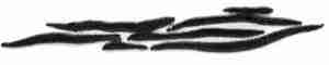 A Zebra Pelt Iron On Patch - Long Thin Patch of a boat on a white background.
