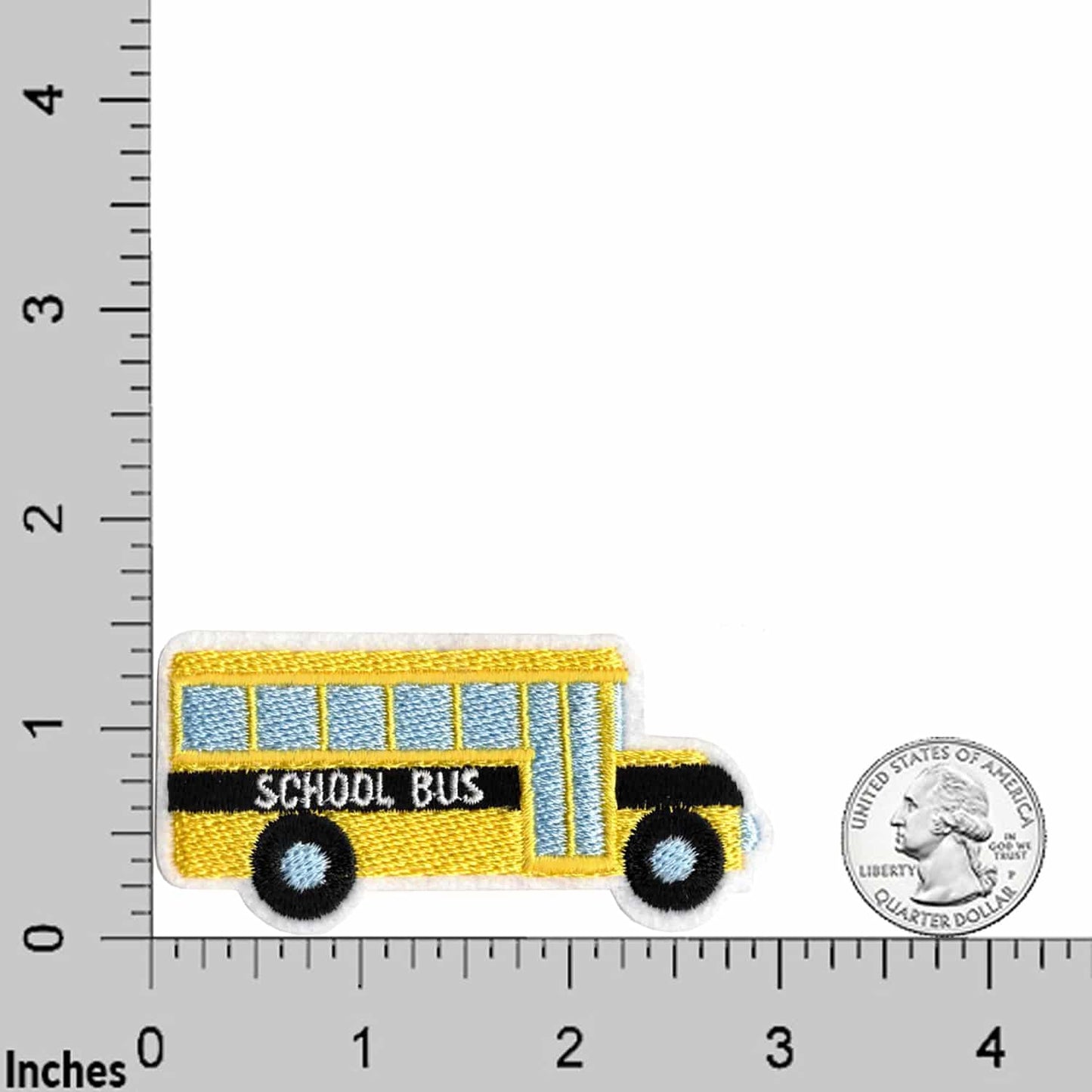 Yellow School Bus (2-Pack) Embroidered Iron on Patch Applique