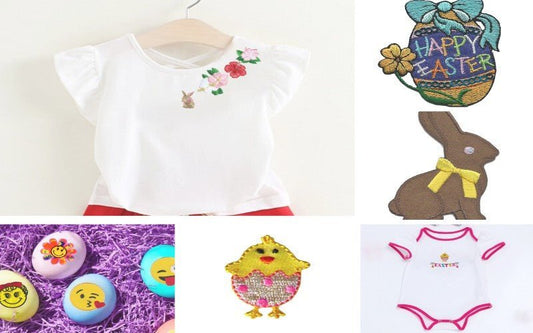 A collage of easter items, including a teddy bear and a bunny.
