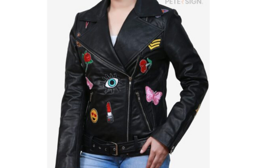 Leather Jacket with Patches