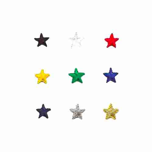 A group of colorful .5 Inch Star Iron On Patch (10 Pack) on a white background.