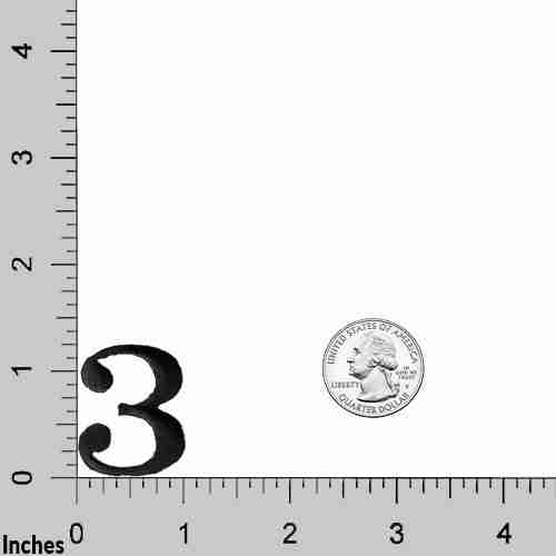 A ruler with Black 0-9 Numbers Iron On Patches 1-1/4"H - Sold Separately next to it.