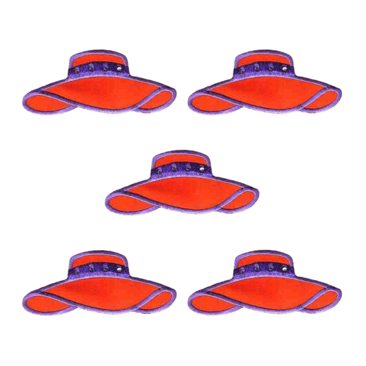 Four Red Hat Patches (5-Pack) Red Hat Lady Embroidered Iron On Patch – Small on a white background.