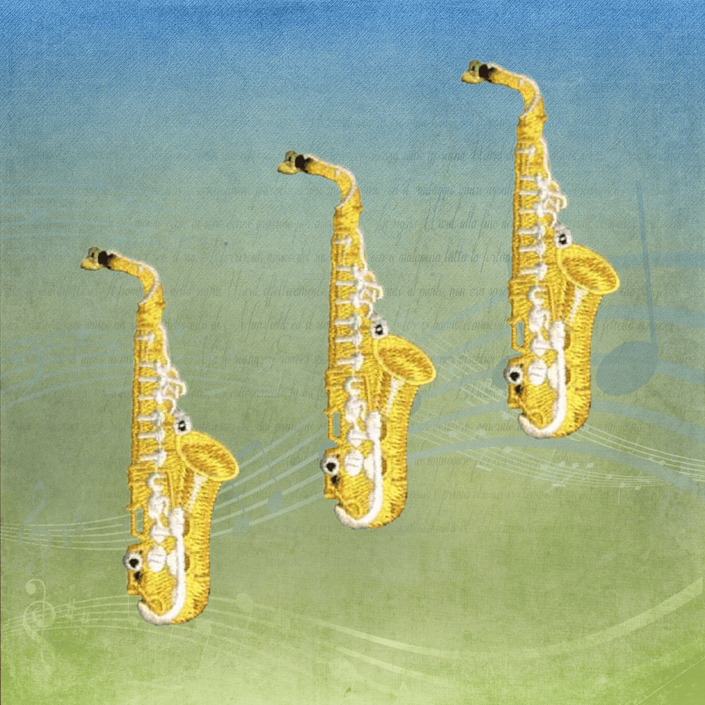 Saxophone Embroidered Music Iron on Patch
