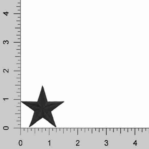 A ruler with a 1.5 Inch Star Iron On Patch (10 Pack) on it.