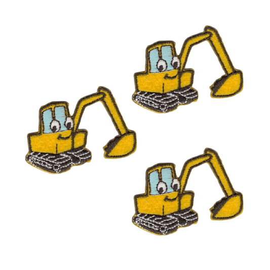 (3-pack) Cute Little Children's Backhoe Iron on Patch