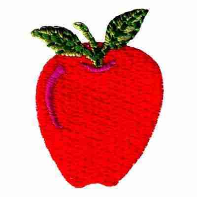 A red Apple Patches (5-Pack) Fruit embroidered on a white background.