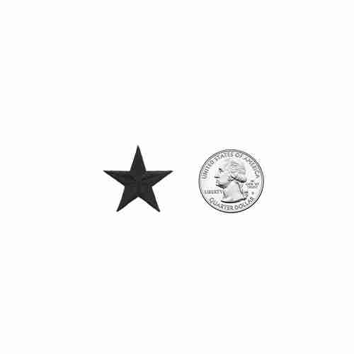 A 1 Inch Star Iron On Patch (10 Pack) next to a quarter.