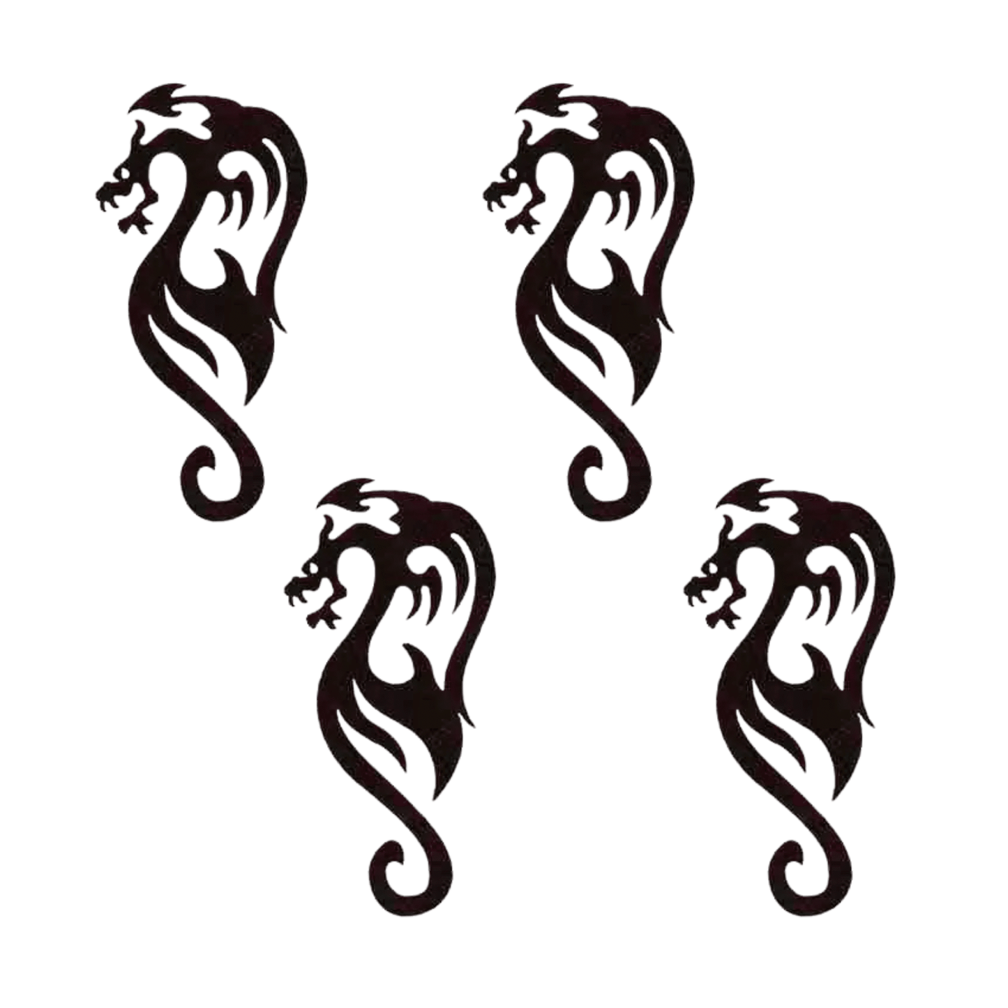Black Silhouette Cutout Dragon Iron On Patch