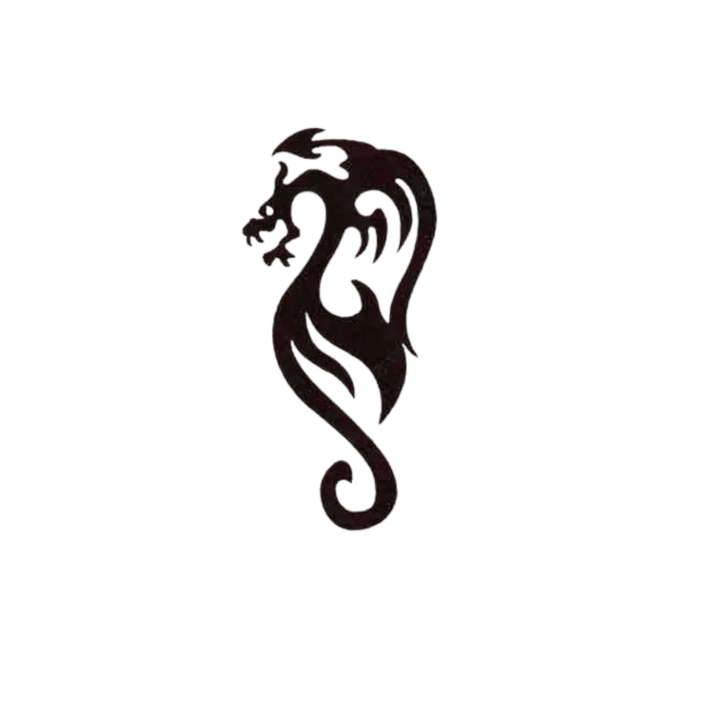 Black Silhouette Cutout Dragon Iron On Patch