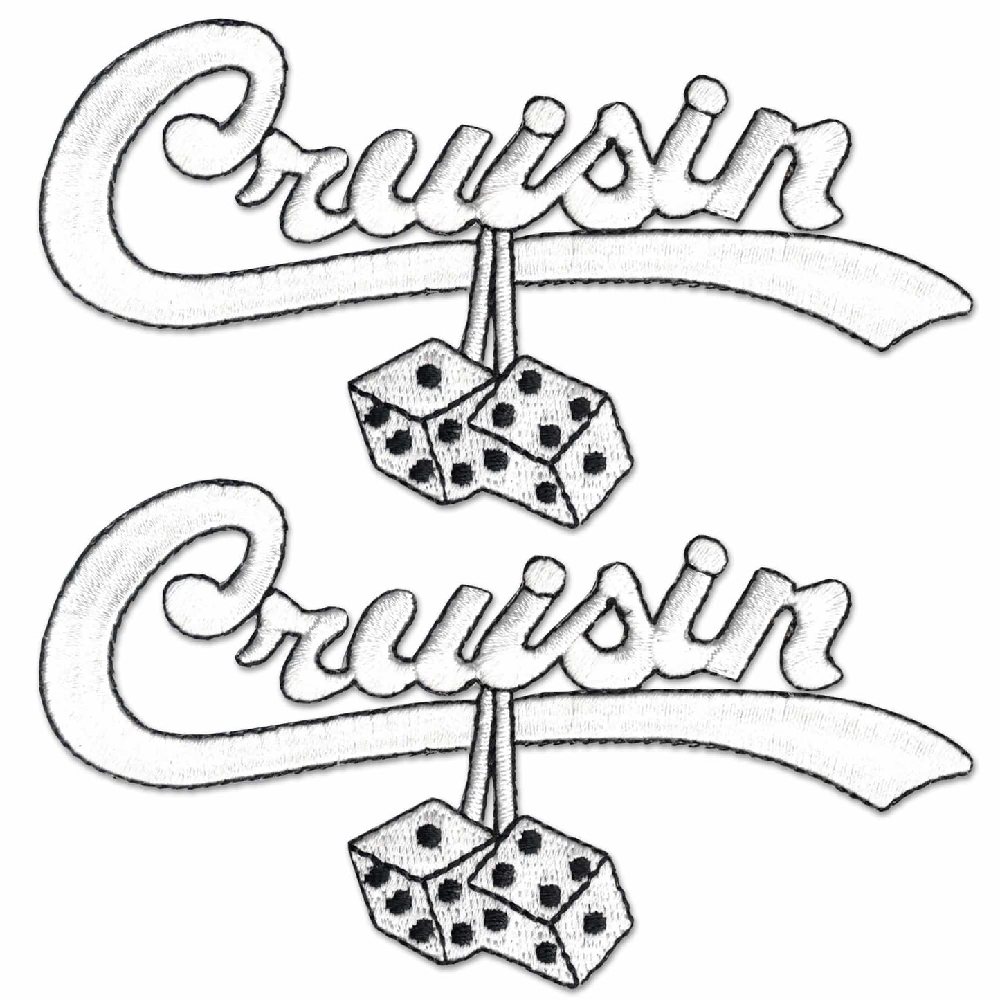 Cruisin Script Patches Patch (2-Pack) Fifties Sixties Embroidered Iron On Patch Appliques
