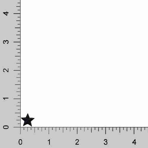 A ruler with a .5 Inch Star Iron On Patch (10 Pack) on it.