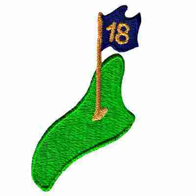 An image of an 18th Hole Golf Patches (3-Pack) Sport Embroidered Iron On Patch Applique, with a flag on it.