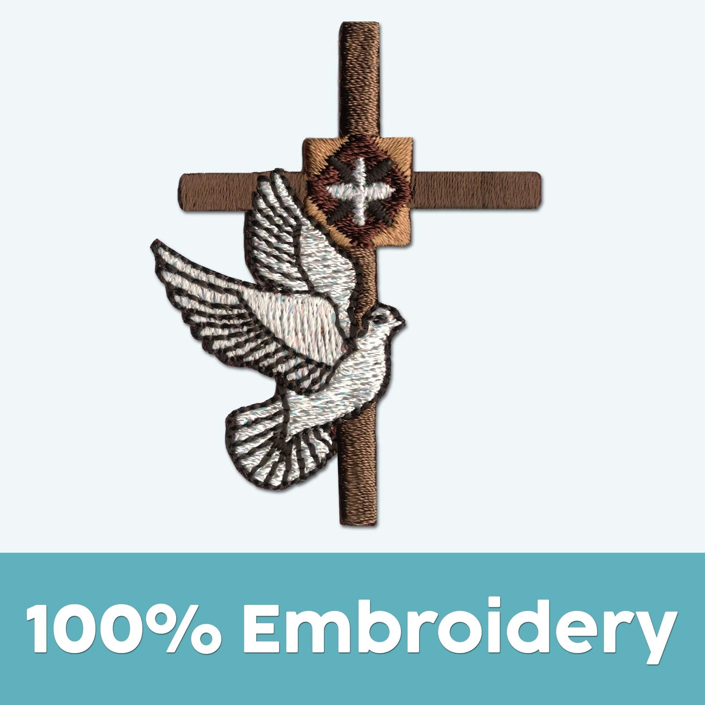 Cross with Dove Patches (5-Pack) Religious Embroidered Iron On Patch Applique