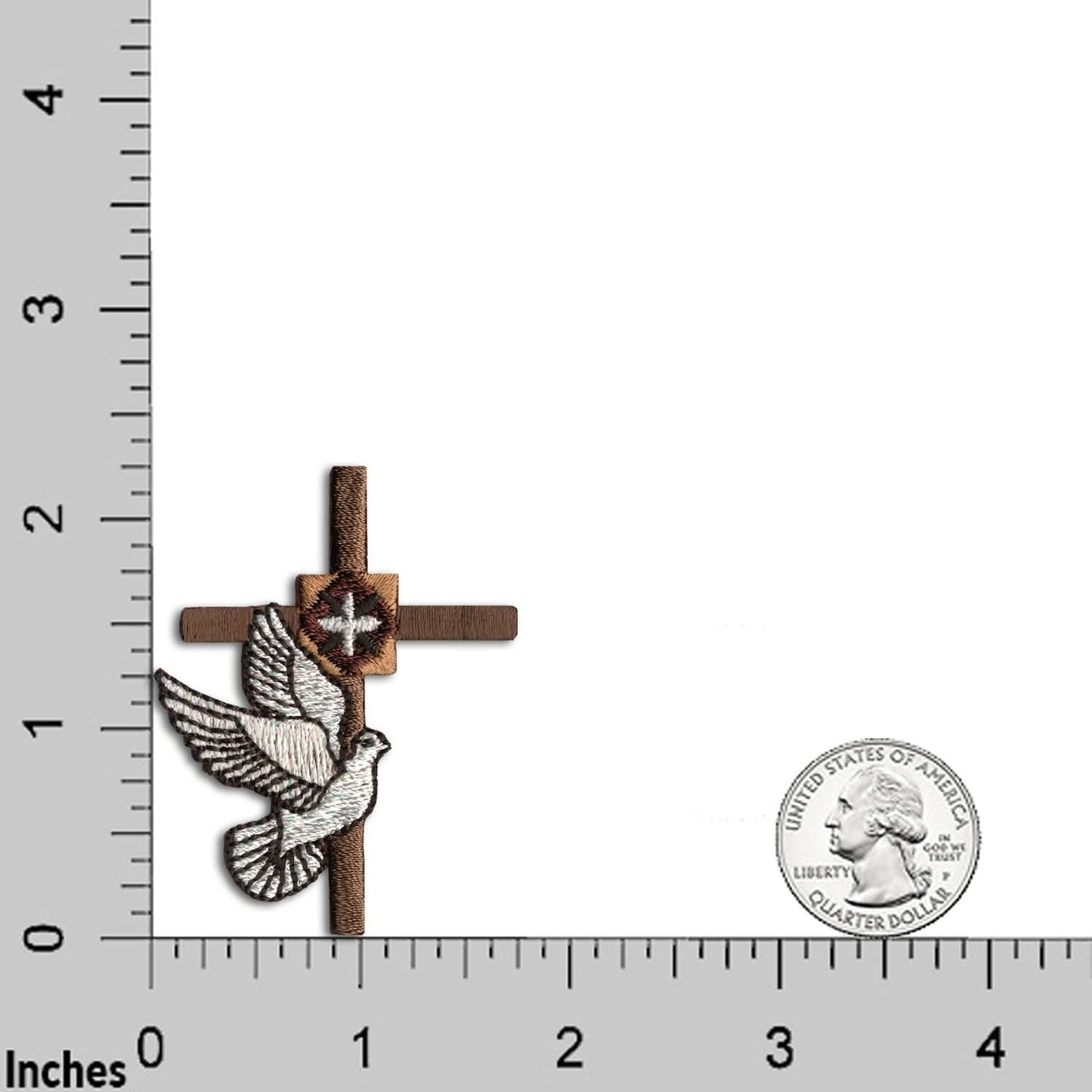 Cross with Dove Patches (5-Pack) Religious Embroidered Iron On Patch Applique