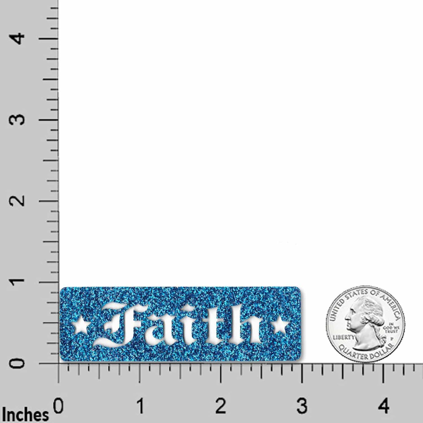 Faith Blue Glitter Cutout (2-Pack)Religious Iron On Patch