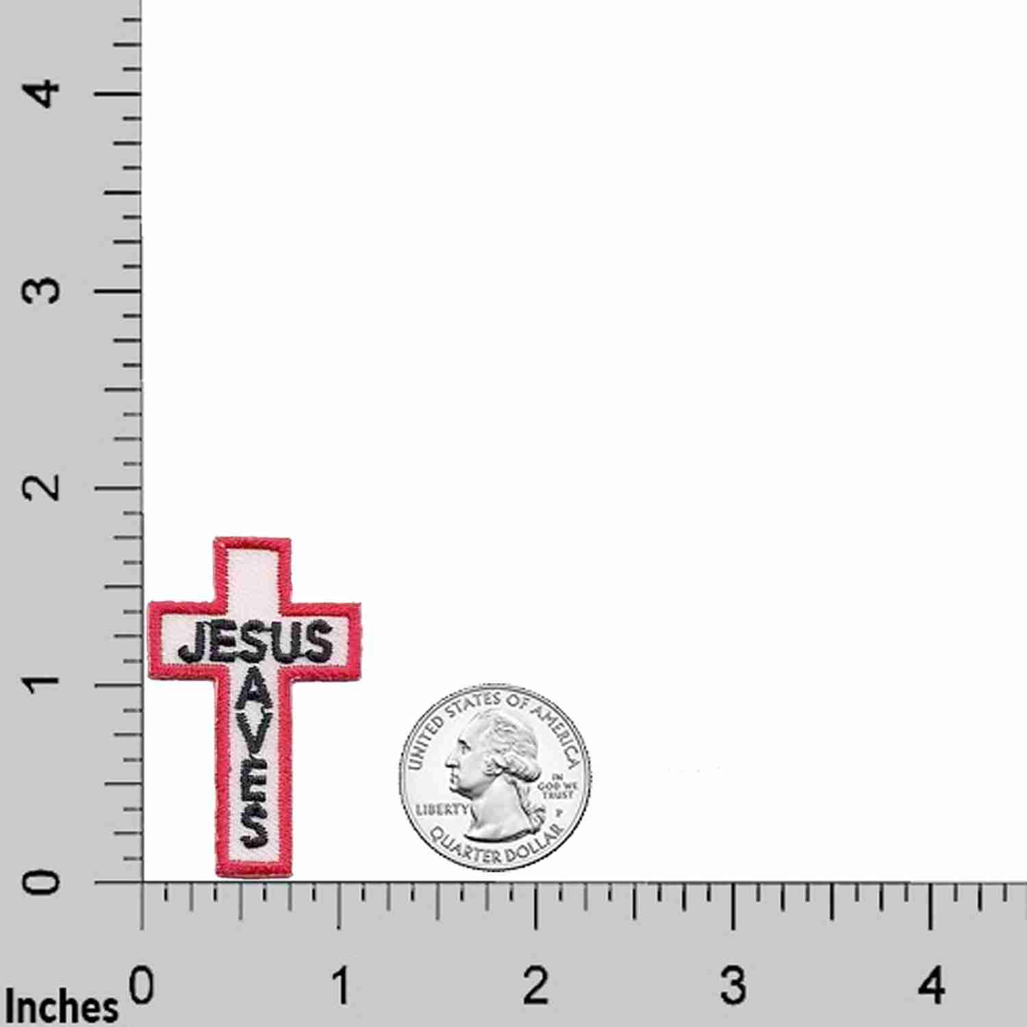Jesus Saves Cross Patches (5 Pack) Religious Embroidered Iron On Patch Applique