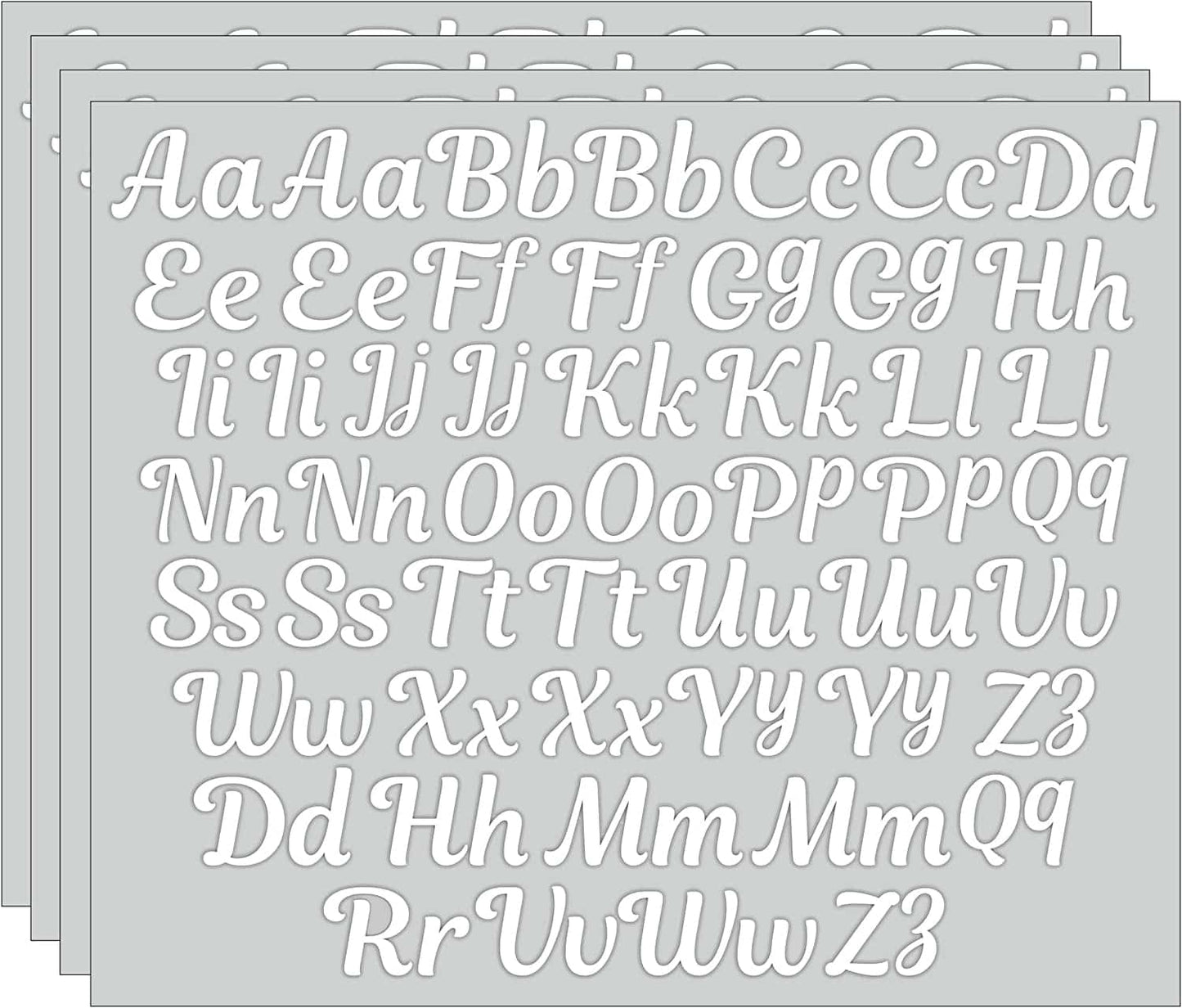 Cursive White Transfer Alphabet Kit - 208 Letters