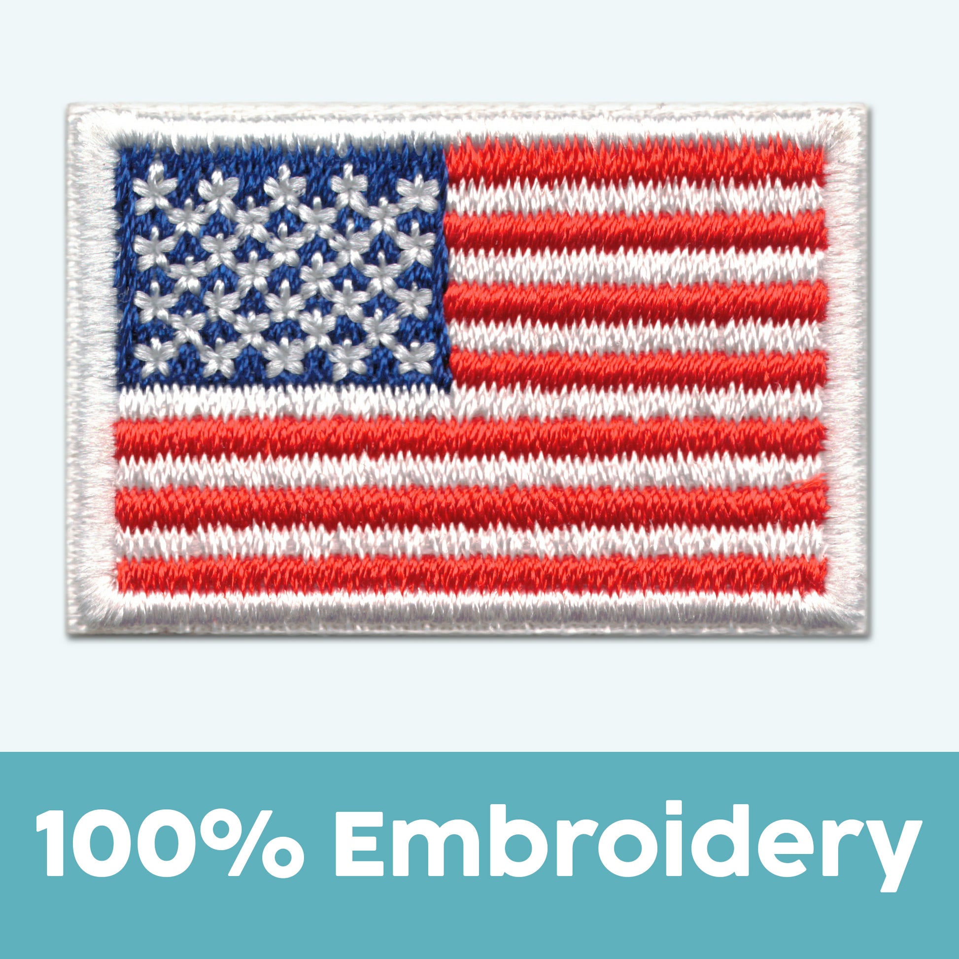 Small American Flag Patch (10-Pack) by Laughing Lizards—1"x1.5" iron-on embroidered USA flag, ideal for adding a patriotic touch to your collection.