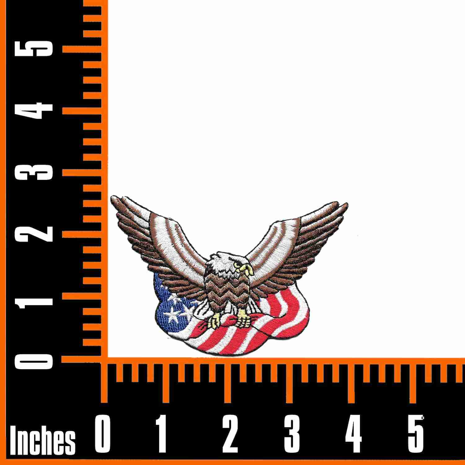 A Bald Eagle with American Flag Iron On Patch.