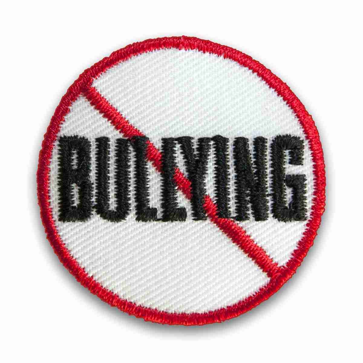 An Anti-Bullying Sign Iron On Patch on a white background.