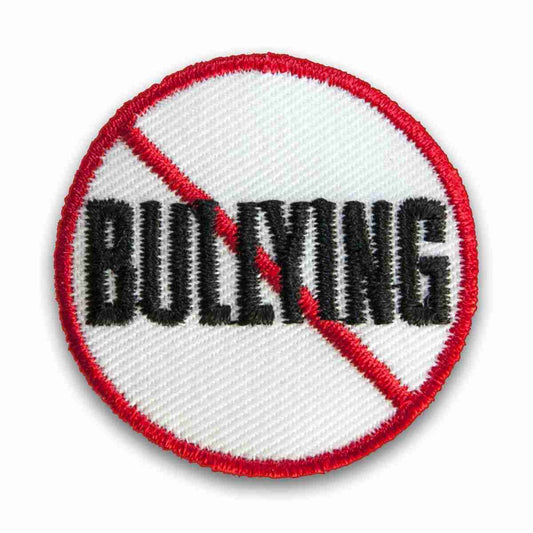An Anti-Bullying Sign Iron On Patch on a white background.